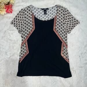 BKE Pink Sequin Boho Y2K Artsy Short Sleeve T-Shirt Size Medium